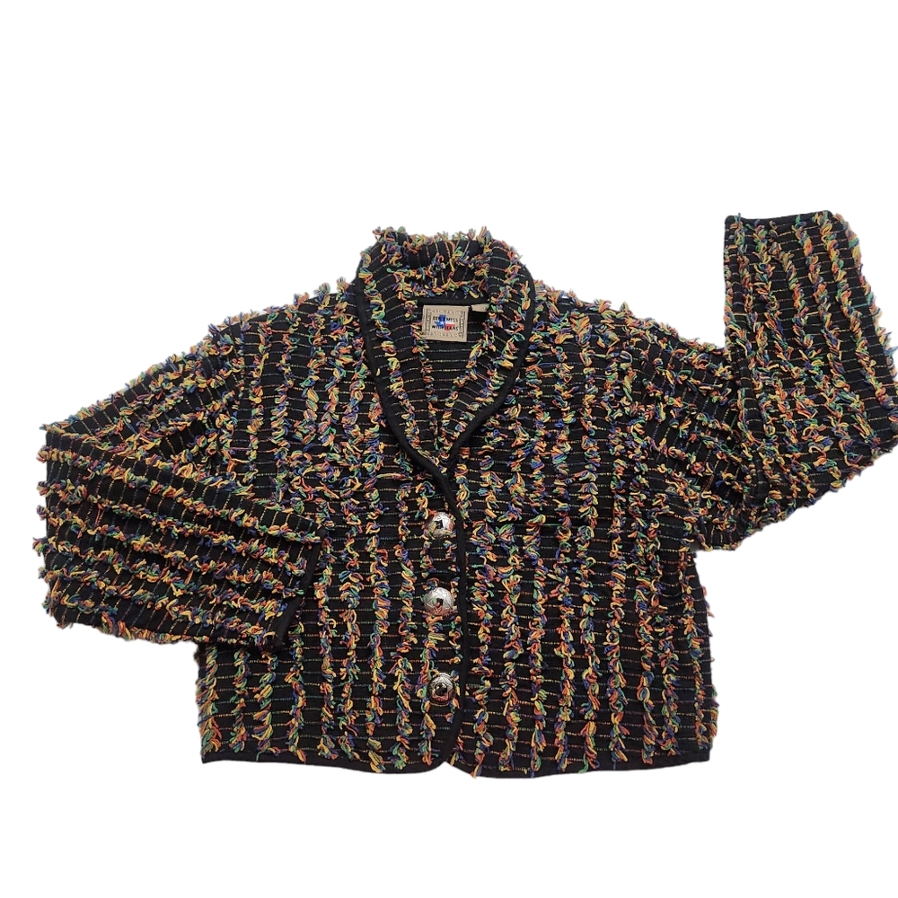 Don’t Mess With Texas Womens Jean Jacket Multicolor Fringe Threads Size M